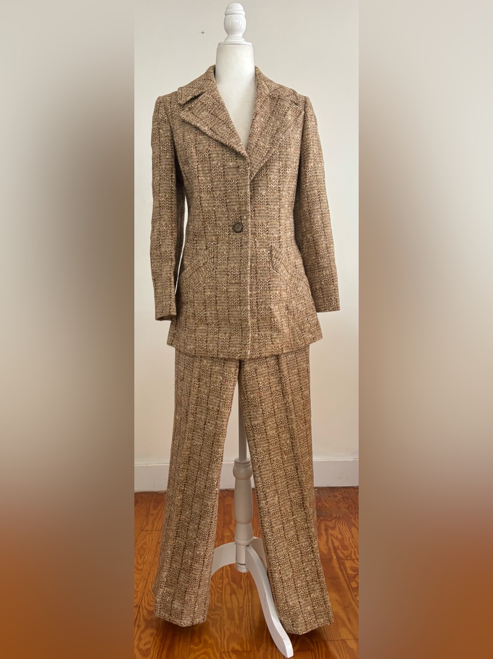 Vintage 1970s Pendleton Wool Suit 2pc Blazer Pants Brown Tweed size Small Vtg 14 - Picture 15 of 15